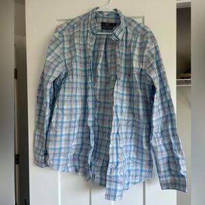 Vineyard Vines Light Blue and White Plaid Shirt